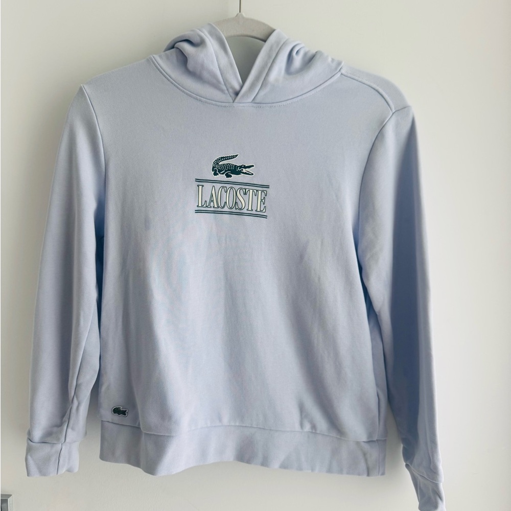 Lacoste Unisex Light Blue Hoodie (Size 10)